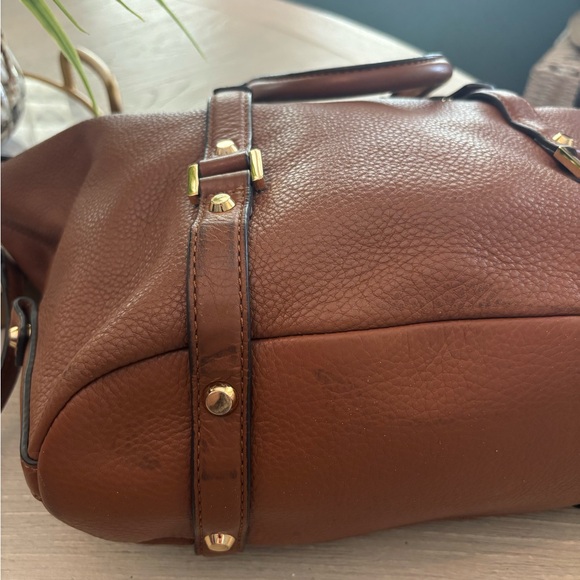 Michael Kors Tan Leather Satchel with Gold Accents - Picture 15 of 16
